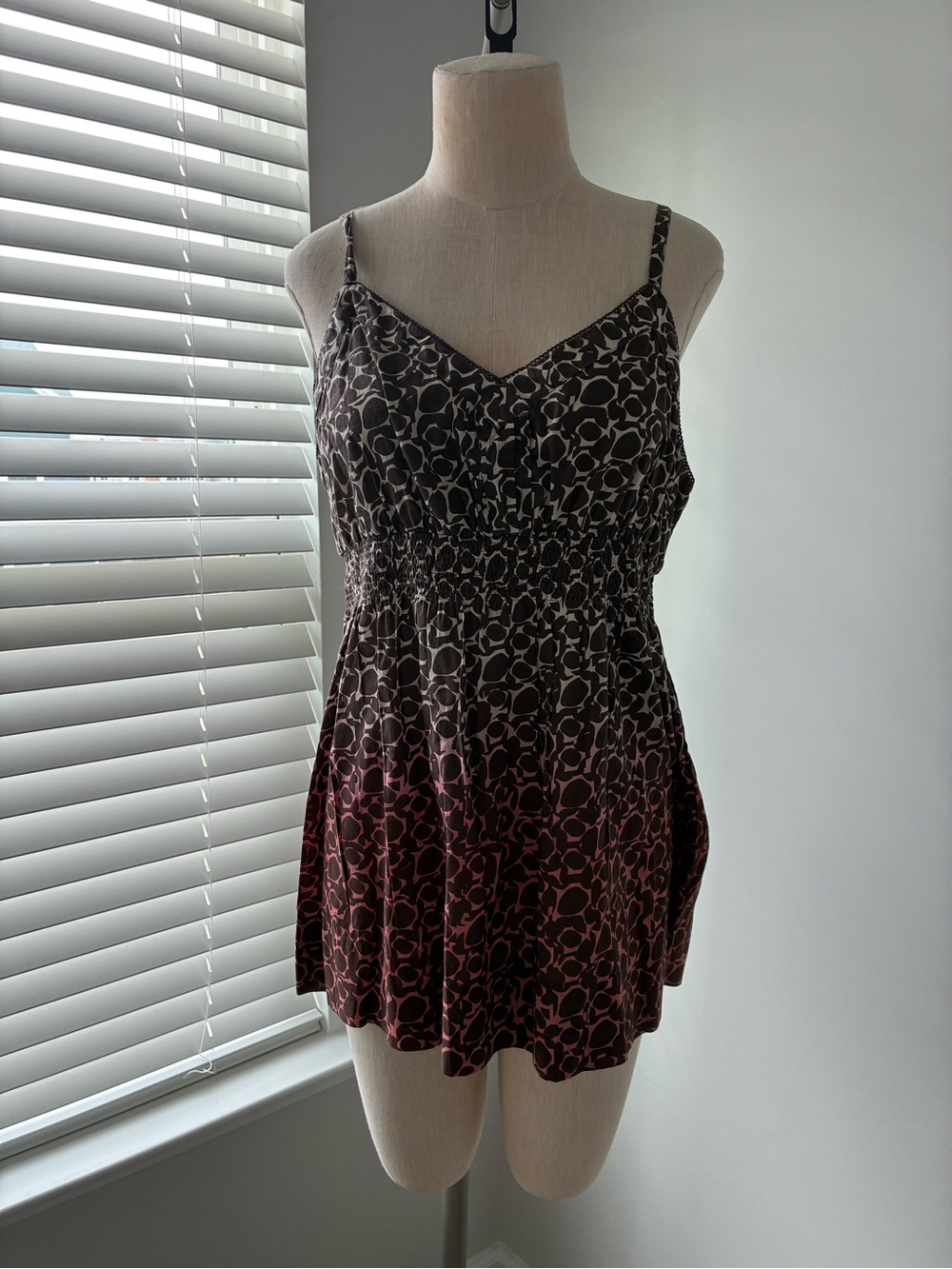 Elle Women's Y2K Ombre Chocolate Brown and Pink Babydoll Tank Top